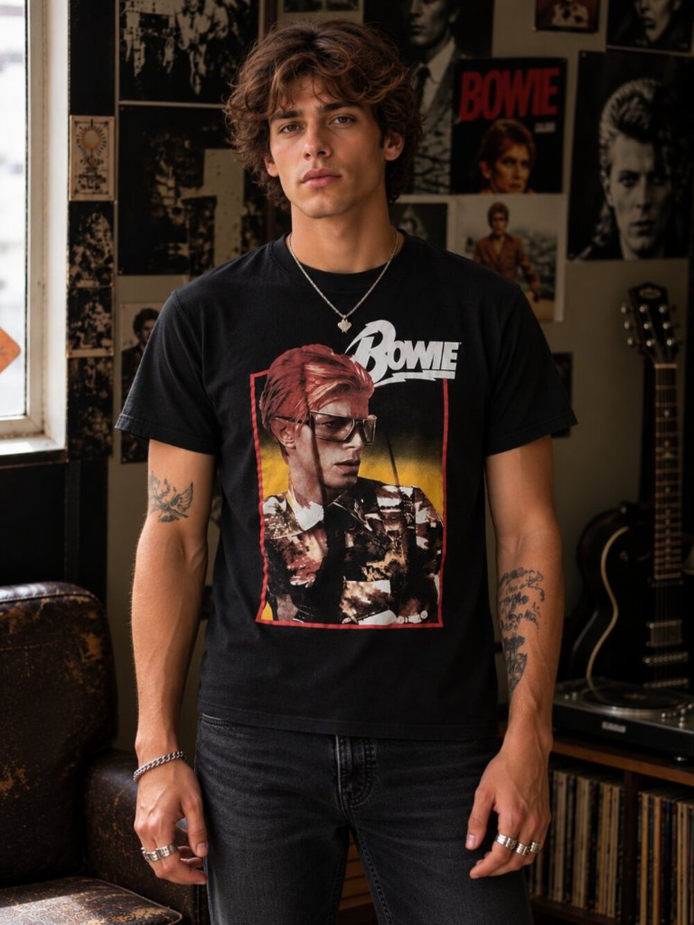 DAVID BOWIE Band Tee XS Black Graphic T-Shirt Vintage Style Rock Punk Y2K Skater